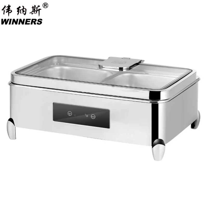 DEWEISI electric catering chafing dish heat food with remote Automatic lid opening sensor device smart chafing dish buffet set