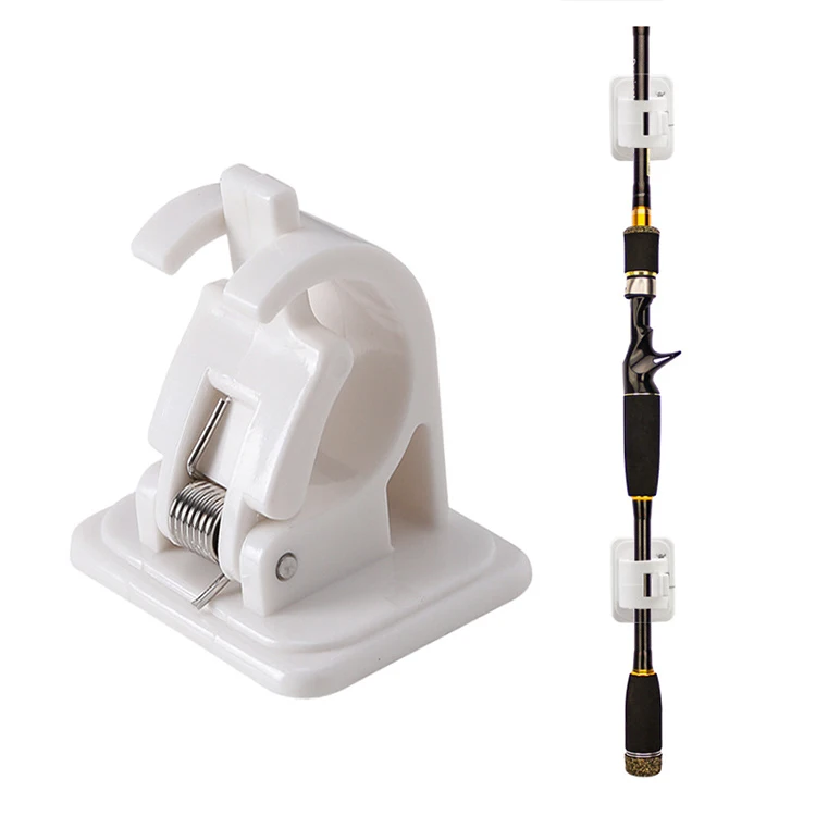 Bulk White Self-Adhesive Abs Material Adhesive Hanging Fishing Rod Rack Clip