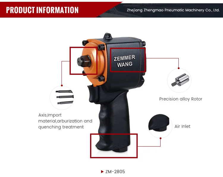 1/2 Mini Composite Air Impact Wrench 11000 rpm (Twin Hammer)