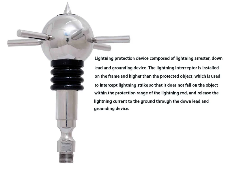 lightning rod with base copper rod lightning arrester 12 kv porcelain