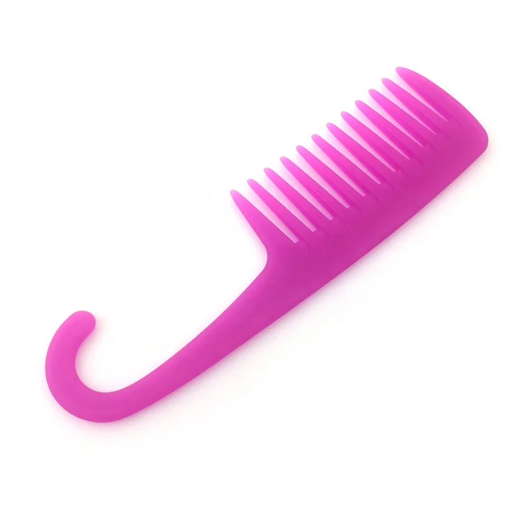 High quality New hook handle wide tooth comb Portable flat comb hairdressing comb with customized logo