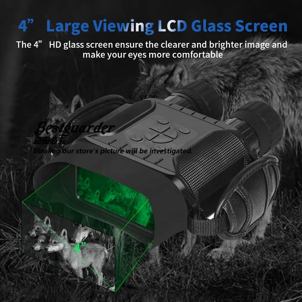Bestguarder 22.5*50 wide view 4' TFT watching window day and night vision binocular up to 400 meters with 2' TFT LCD