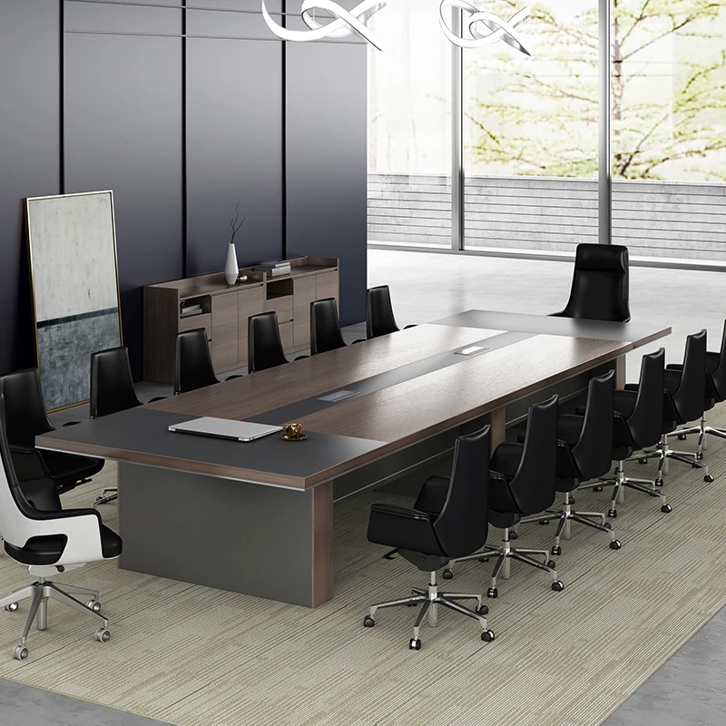 Luxury Modern 14-Seater Conference Table Steel and Wooden Office Furniture for Home Hotel or Hospital Meeting Rooms