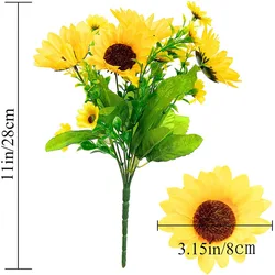 Artificial Flower Yellow Silk Sunflower Bouquet Decoration Outdoor Flower Arrangement Artificial Sunflower