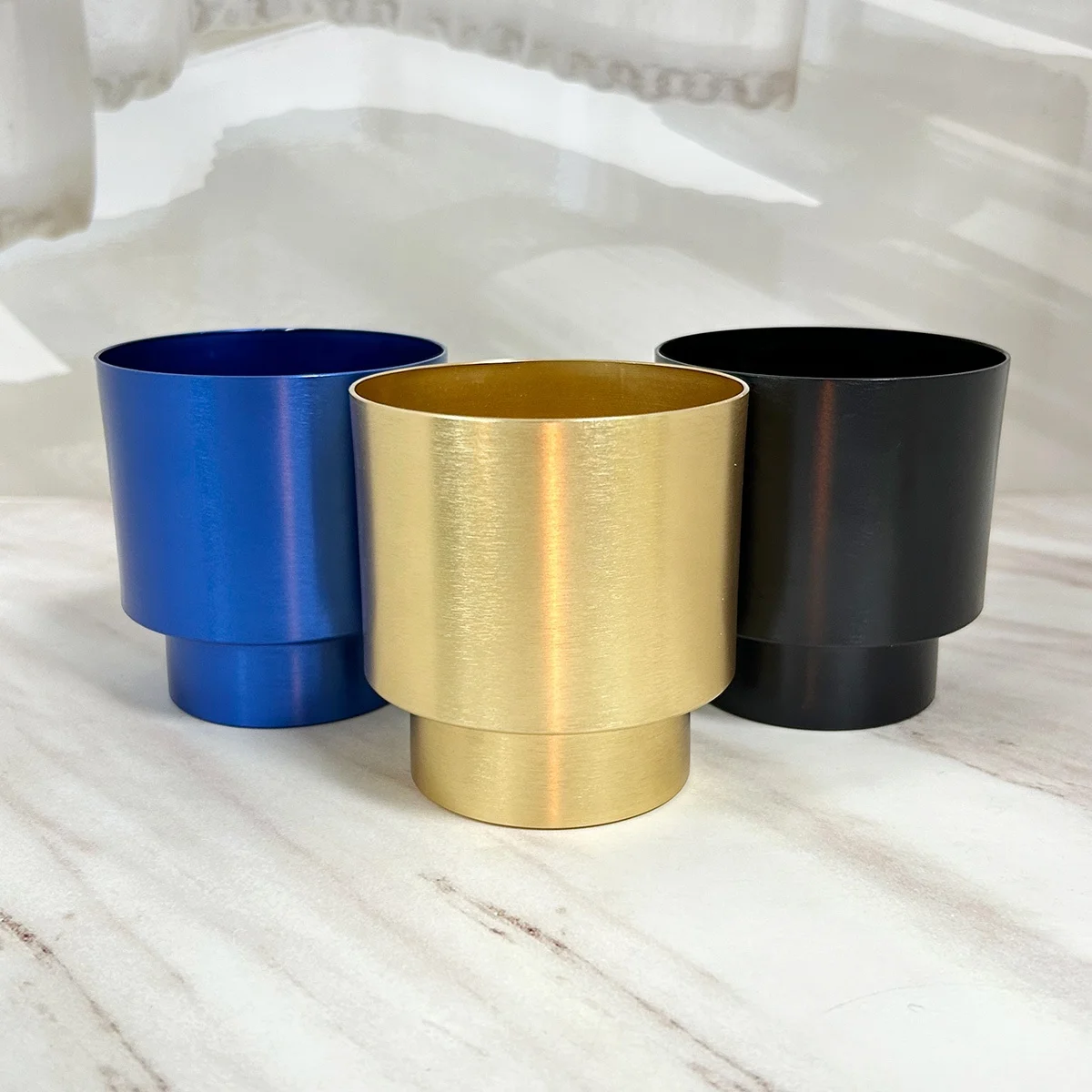 Luxury Aluminum candle jar Metal votive candle holder Gold black empty cup container for candle making