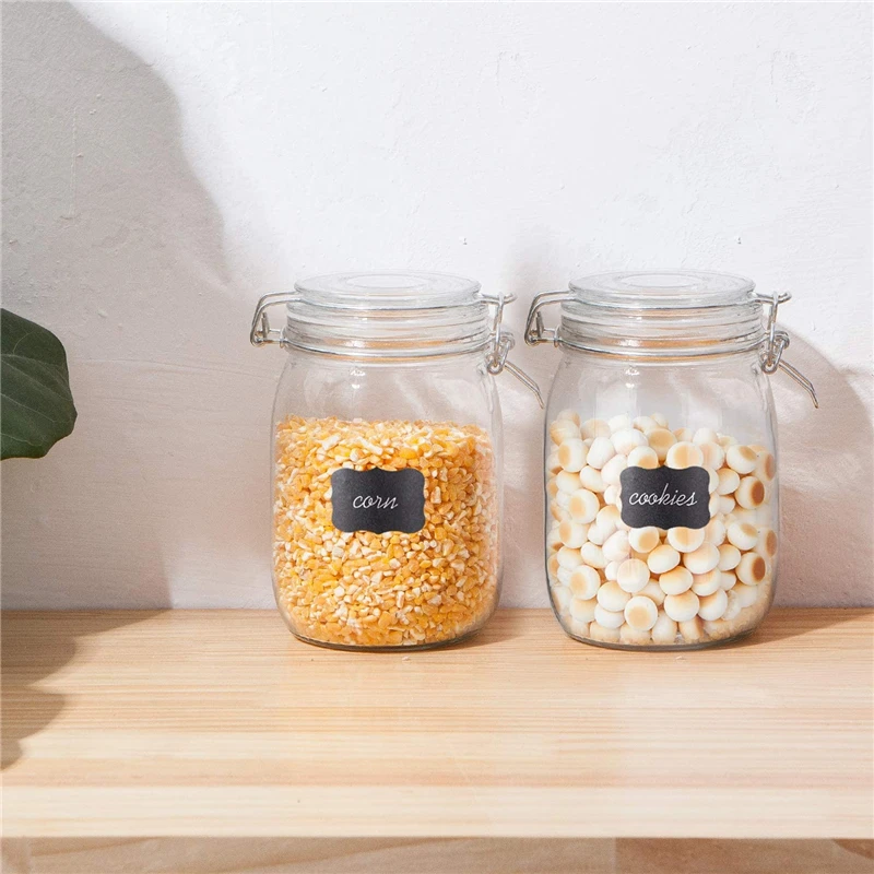 glass storage bottles and jars with airtight lid Stainless steel clasp airtight preserving storage jar