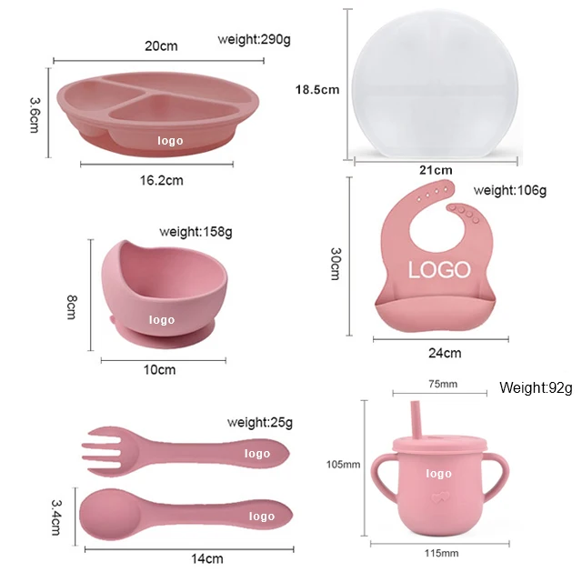 Factory Bpa Free Food Grade Kids Tableware Silicone Feeding Set Suction Baby Feeding Plate and Spoon Gift Set