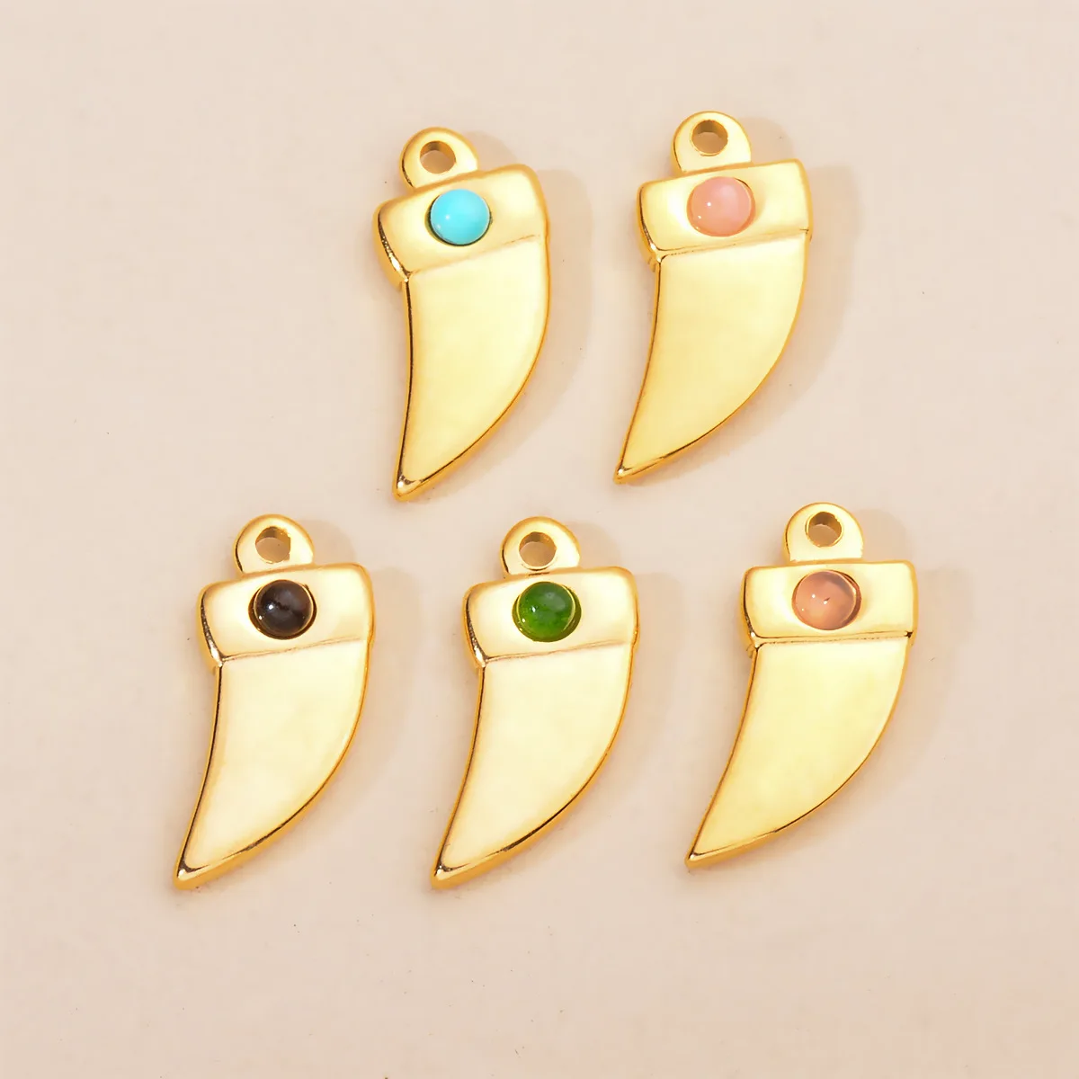 Chic Stainless Steel Natural Stone Dagger Pepper Pendant for Necklace Bracelet Dangle Charms Jewelry DIY Making Supplies