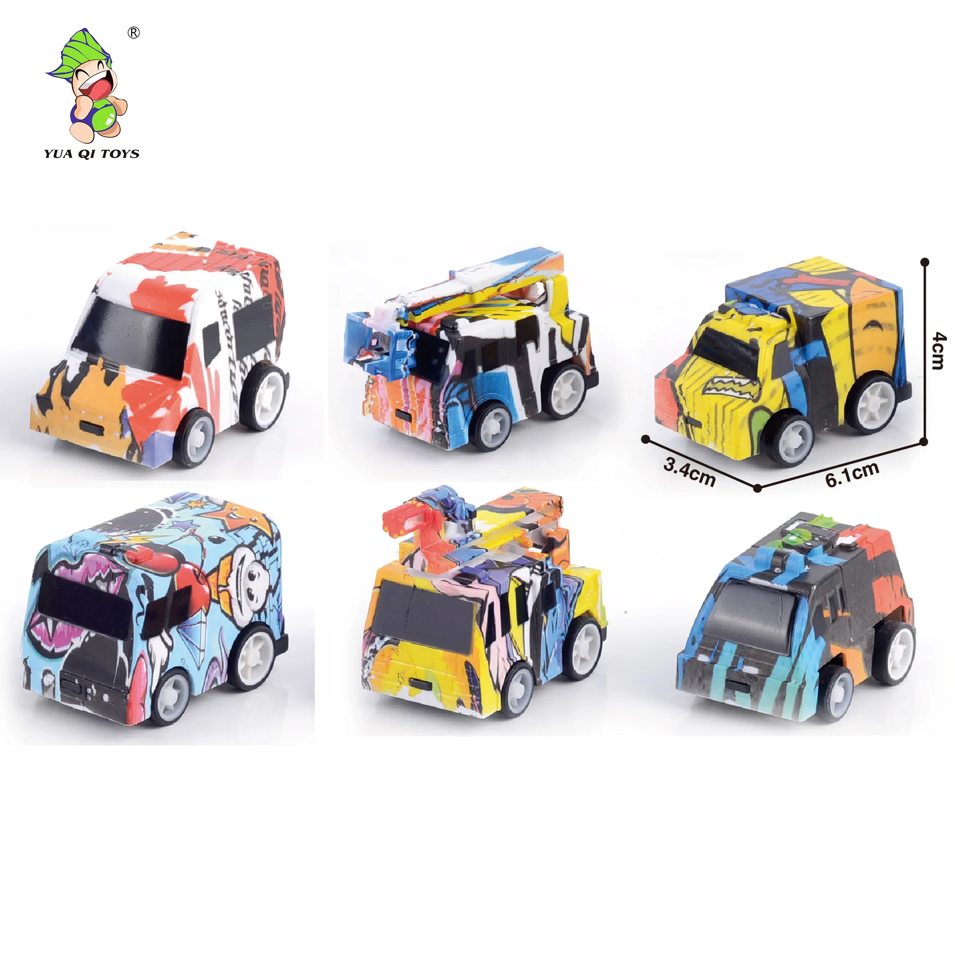 6 PCS Vehicle Shuttle Bus Cars Toys Small Baby Pull Back Toy Vehicle