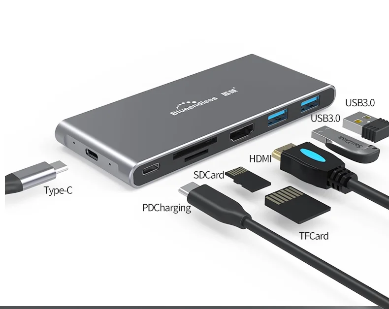 Usb-концентратор Тип c адаптер с корпусом Ngff Ssd 6 в 1 док-станция типа SD TF чехлом M2 Sata HDTV портов концентратор