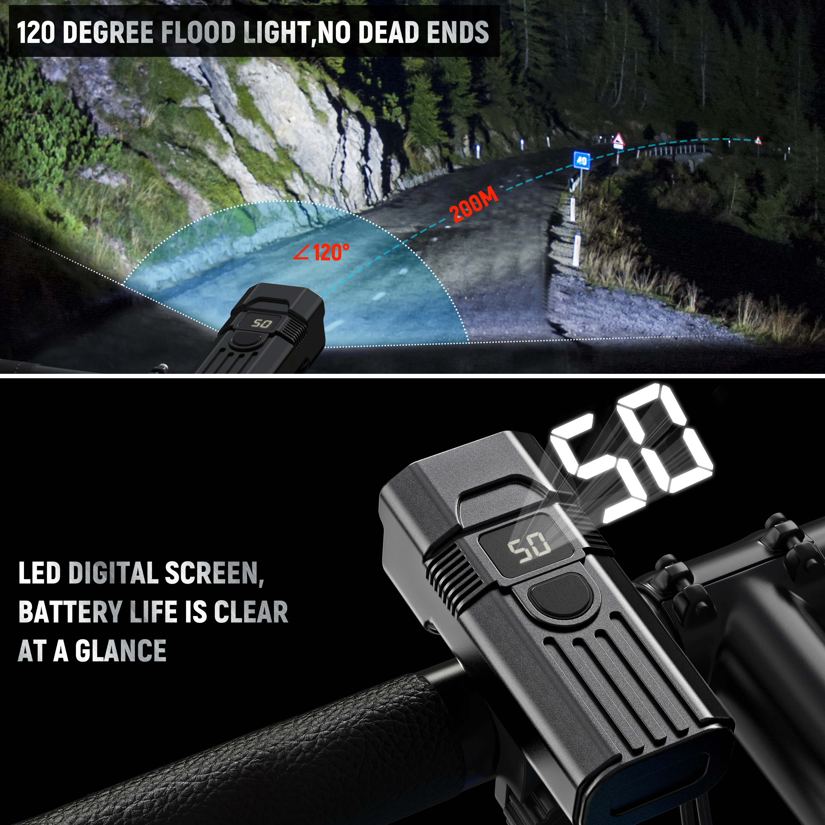 Custom Logo Super Bright Flashlight Rechargeable Bicycle Light Dimmable LED Bike Light