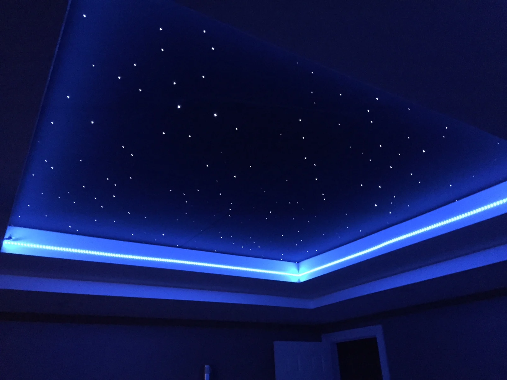 Fiber optic star ceiling panels with quality acoustic materials