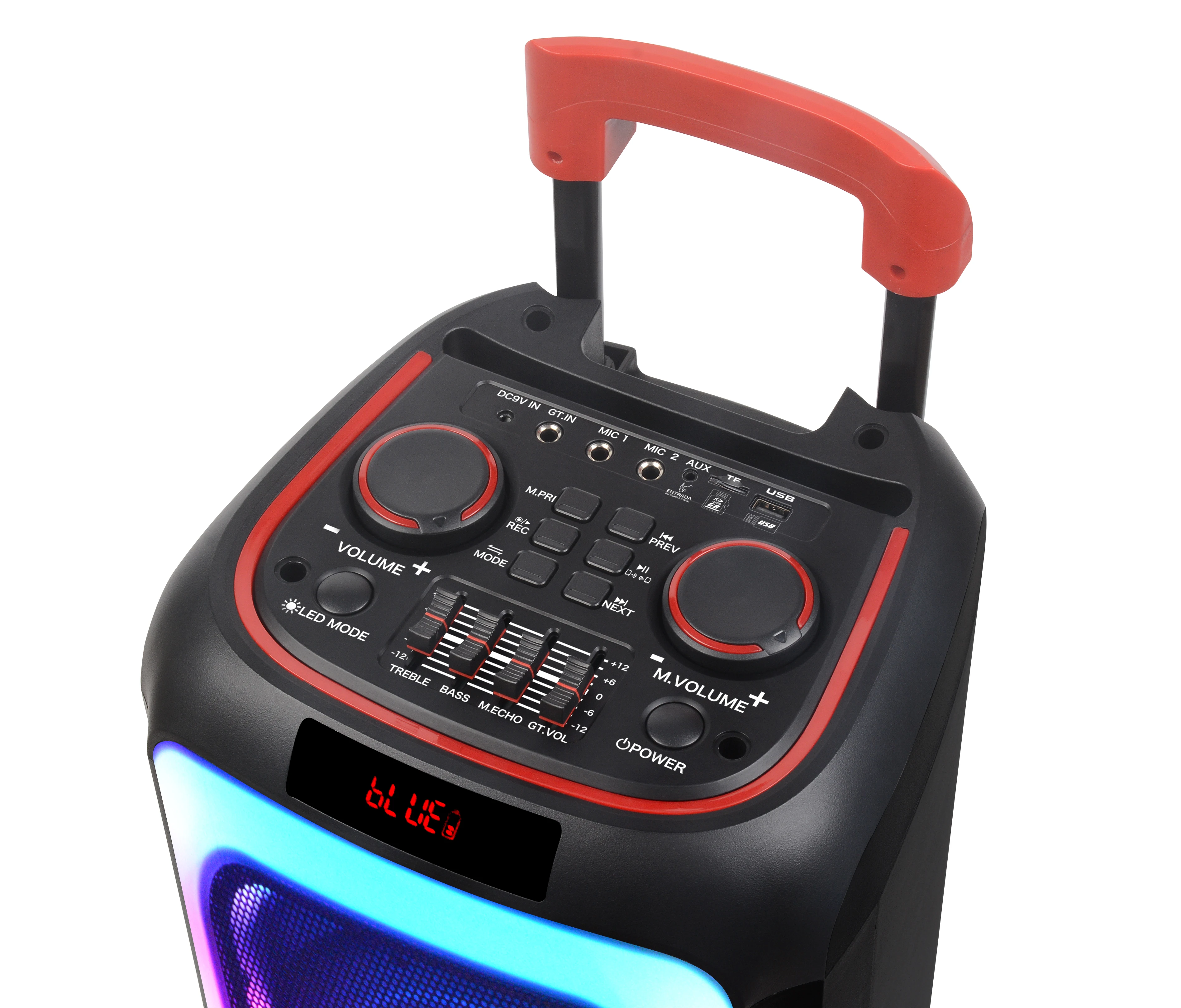 8 Inch Karaoke Circle Amplified Speaker Wireless Woofer Speaker Mic Remote Control Color Led Outdoor Tws Party Trolley Speaker