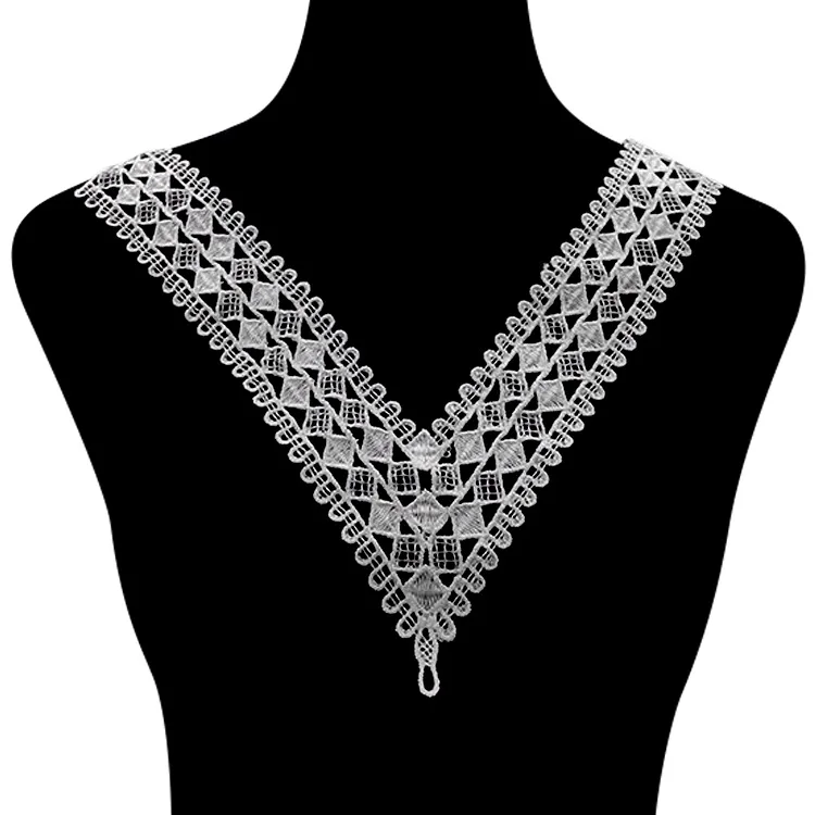 Black Collar Venise Lace Butterfly Neckline Applique Embroidery Trim Guipure Lace Fabric For Clothes Sewing Supplies