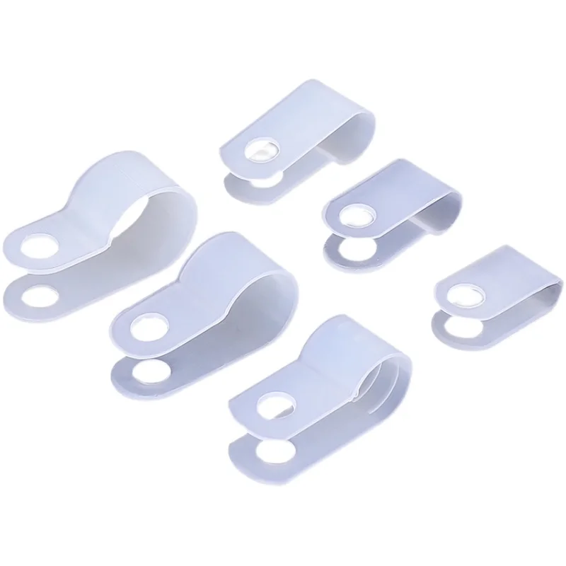 100PIC/BAG Nylon Screw Wire Clips R-type Clip Cable Clamp Fasteners Tubing Clips