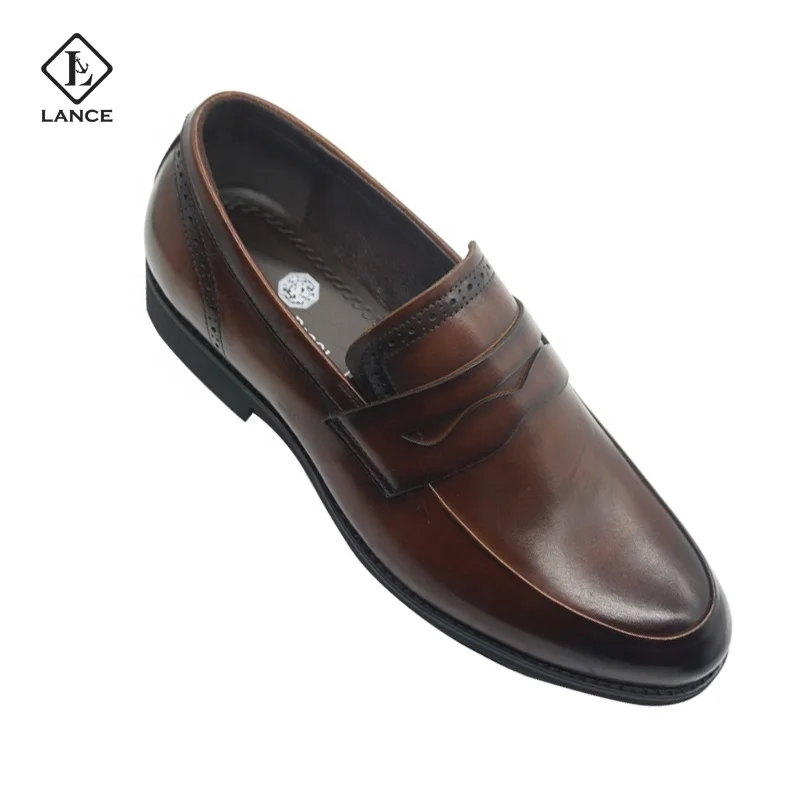 LANCI High Quality Luxury Brown Genuine Leather Men Dress Shoes For Men Casual Business