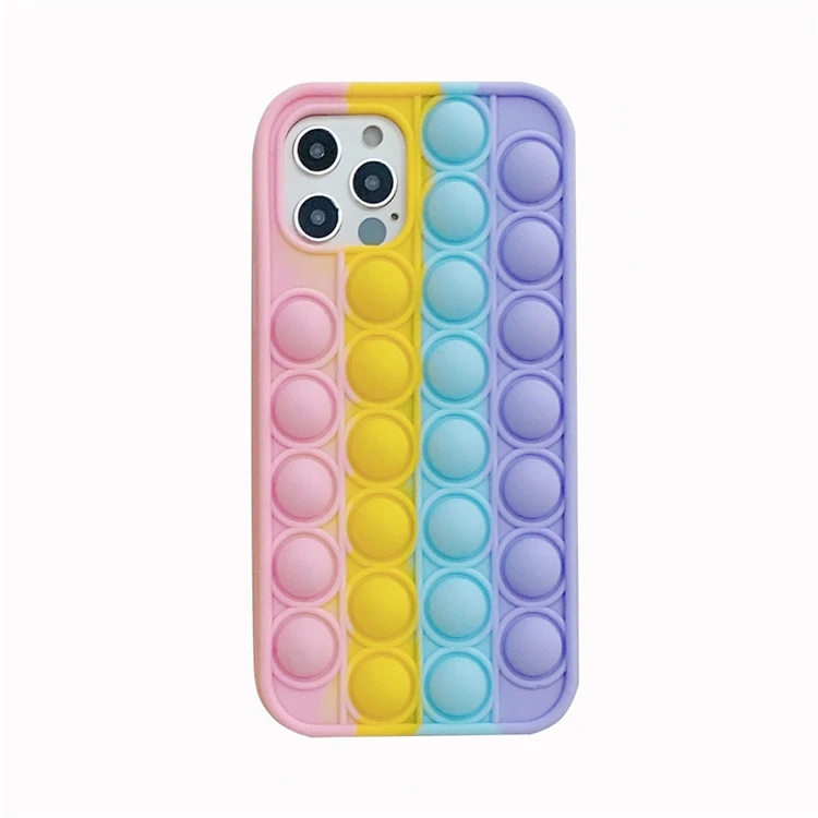 
Stress Reliever Soft Cover Popit Fidget Toy Push It Bubble Silicone Shockproof Pop It Cell Phone Cases Wholesale 