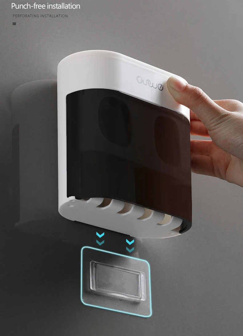 Fast delivery Wall Mounted Automatic Toothpaste Squeezer Toothpaste Dispenser Magnetic Toothbrush Holder