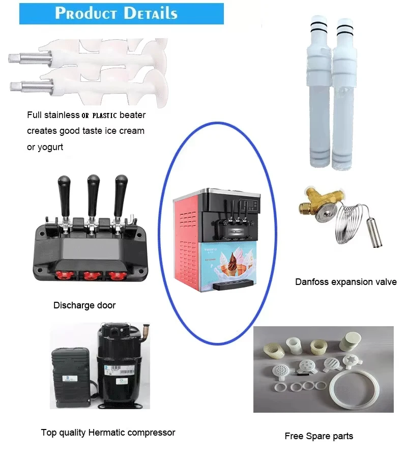 Fully Sutomatic 20~28L/h Coffee Shop Commercial Soft Serve Icecream Maker Ice Cream Making Machine For Business Price