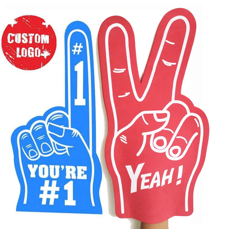2023 custom Professional Big EVA/Sponge Foam Cheering no minimum Foam hand number one fan finger with Logo printing