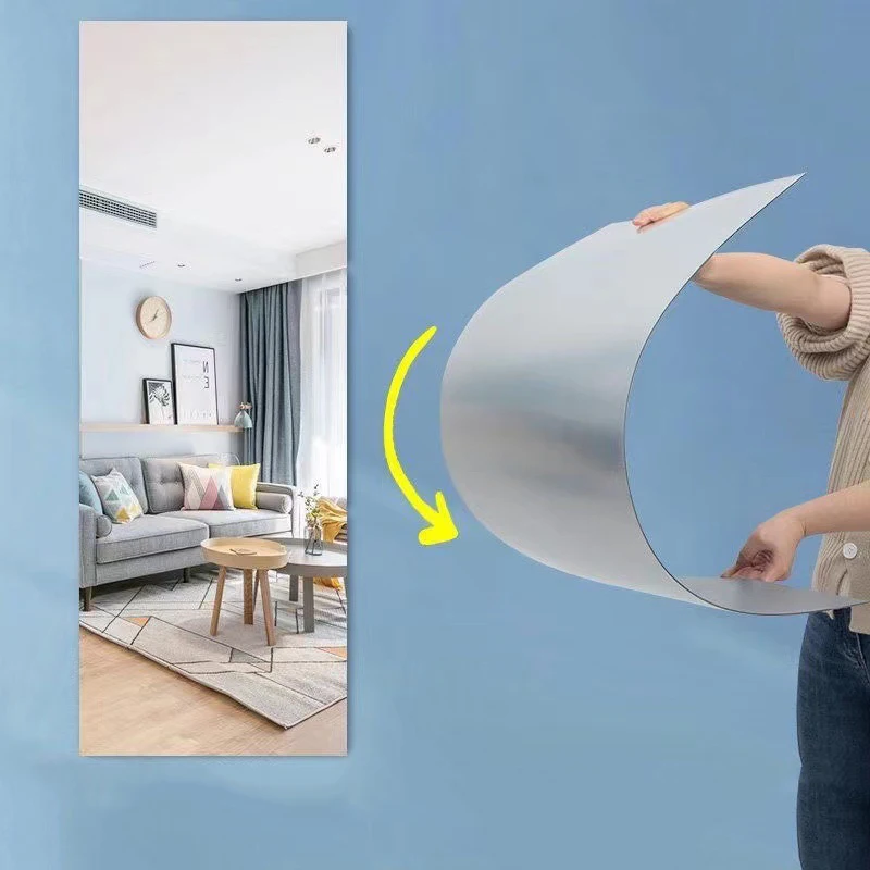 New Design Home DIY Floor Standing Full Body Mirror Full Length Dressing Self Adhesive Acrylic Mirror