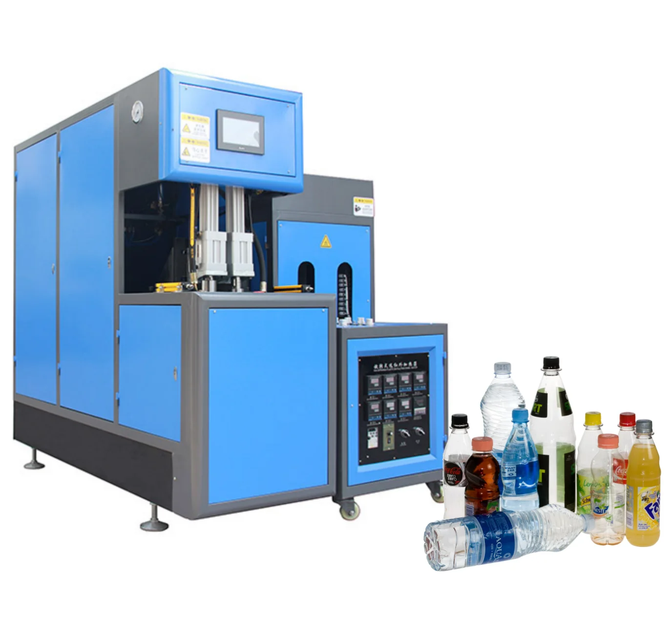 Semi Automatic 2 Cavity PET Bottle Blowing System Stretch Blow Molding Machine