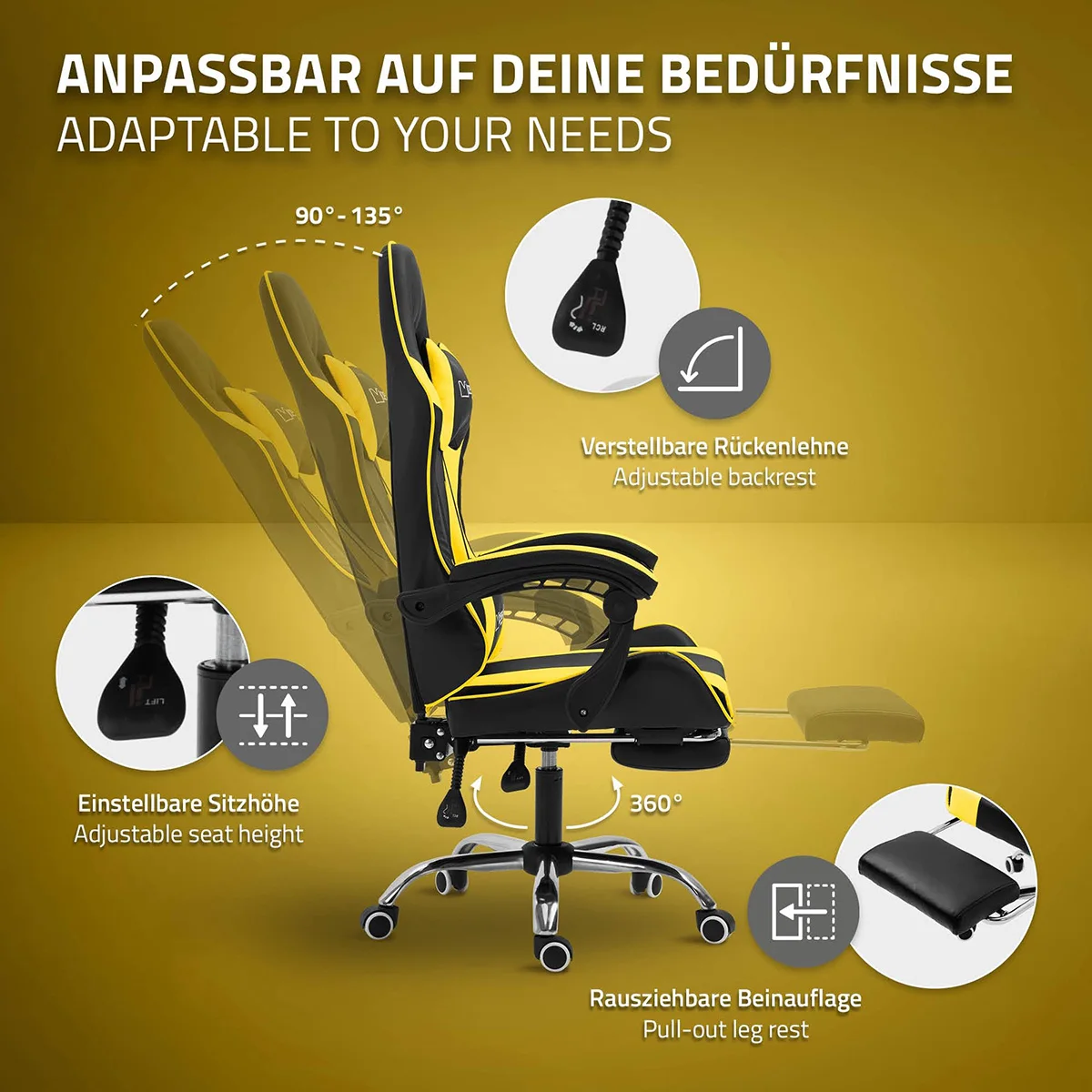 Professional Ergonomic Gaming Chair Zero Gravity pc Gamer Sillas with Footrest and Bluetooths Music Speakers Office Gaming Chair