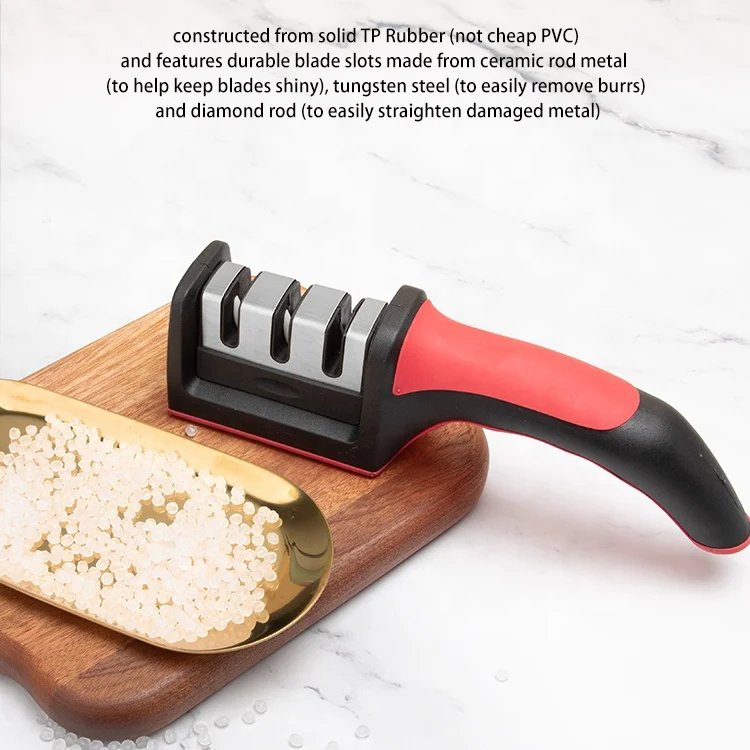 Professional 3-stage Knife Sharpening Tool With Soft Grip Handle Kitchen Knife Sharpeners Kitchen Knife Accessories