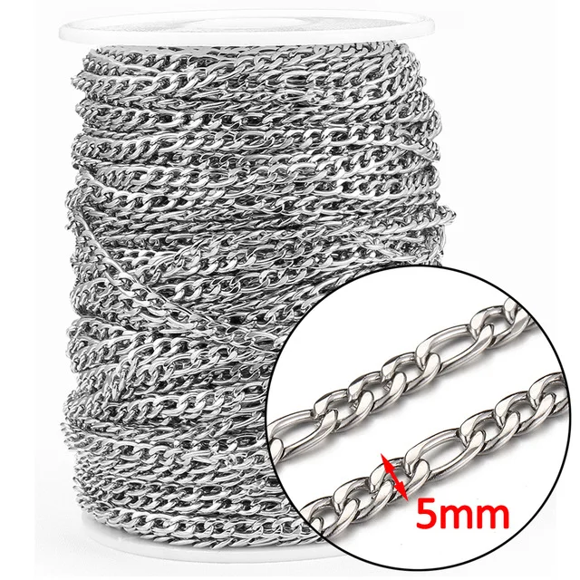 Stainless Steel Silver & Gold Chains by the Meter on Spool Roll | High-Quality Chains for Jewelry Making