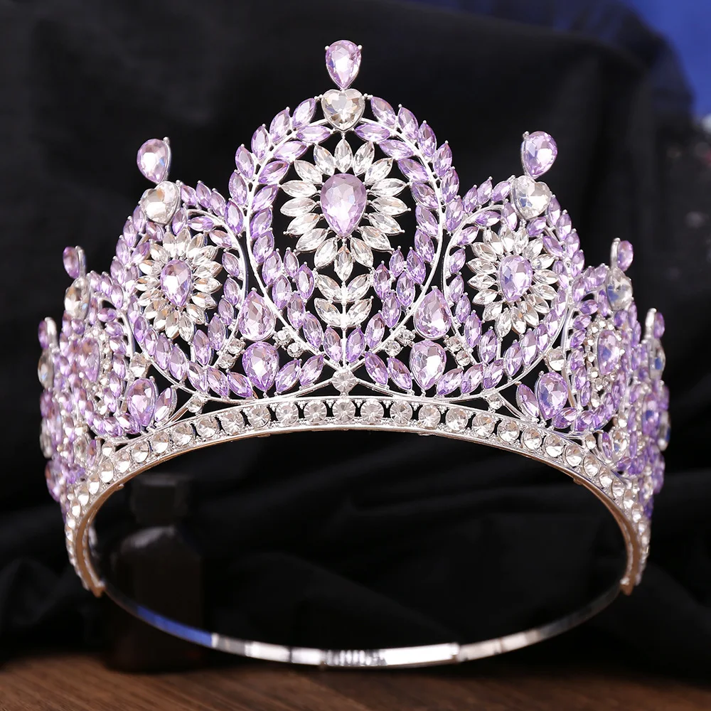 New large Champion crown big size adjustable full crystal heart shape beauty pageant crown FSH1493