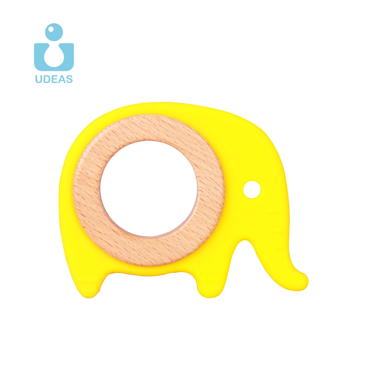 Food grade silicone rattle teether animal fruit round bracelet baby teething toys natural beechwood wooden silicone baby teether