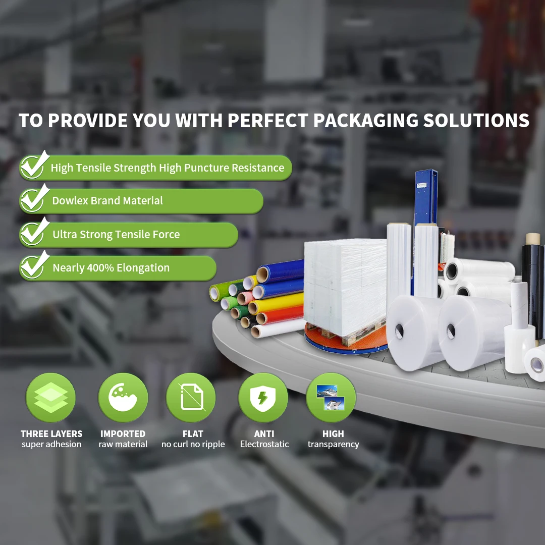 Относительное удлинение 300%-550% черный стрейч-пленка упаковочная пленка цвет Упаковка рулон для ручного