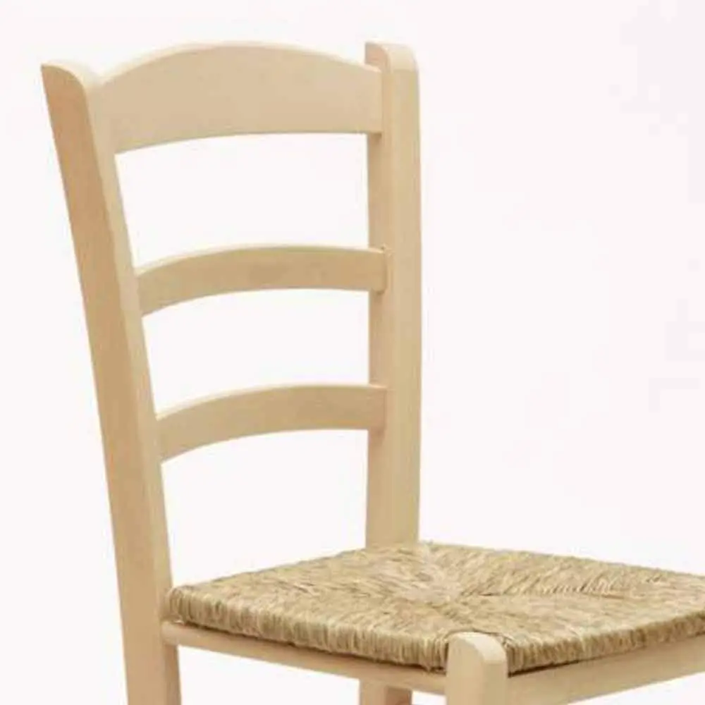 modern wooden chair with straw seat