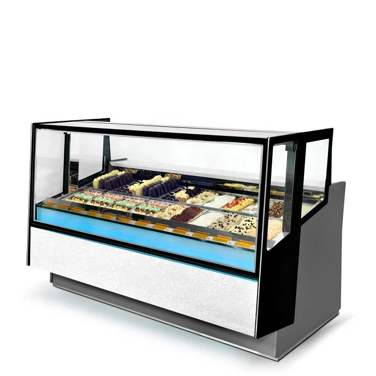 ICEWINTOP Outdoor Commercial Gelato Display Cabinet Customize 24 Pans  Ice Cream Showcase