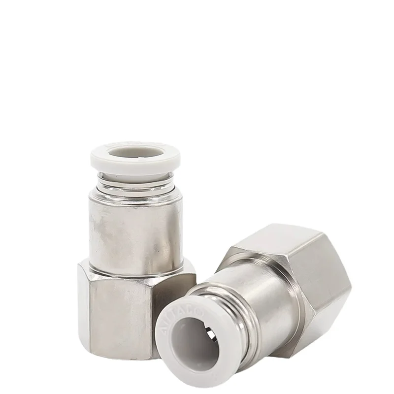 Industrial Pneumatic Trachea Quick Connector Straight PCF/4/6/8mm/10/12/14/01-02-03-04 Brass/Stainless Steel/Copper Fittings