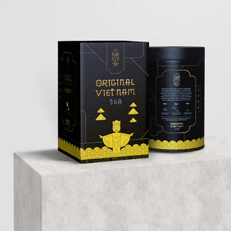 Custom Printing Biodegradable Cylinder Food Paper Cardboard Premium Tea Canister Bags Tube Box Packaging for Loose Tea Package