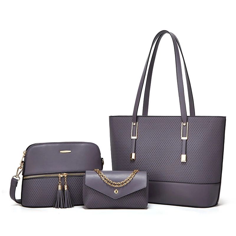 EG837 Cheap 3 in 1 leather bag wholesale dubai ladies handbag set for women 2022