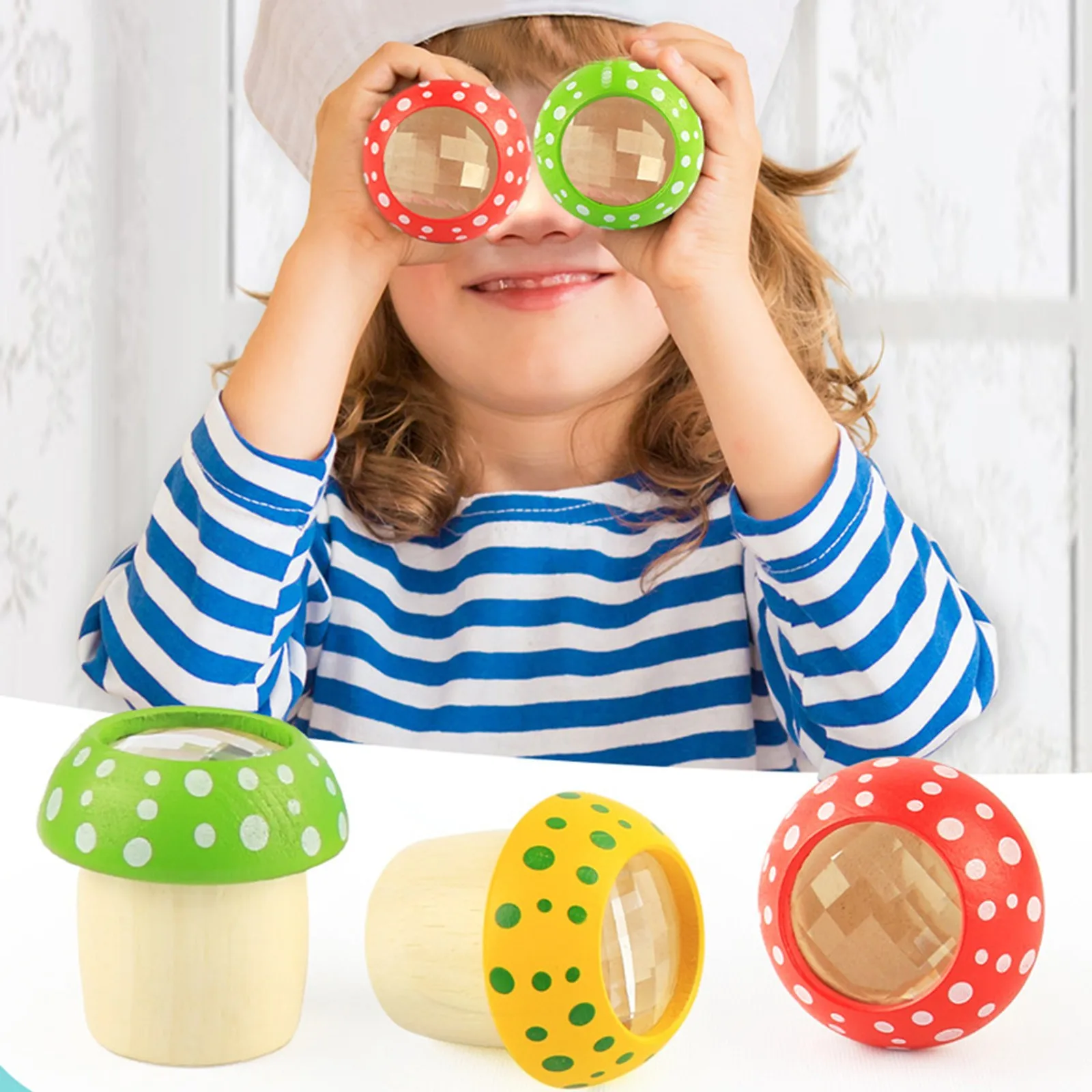 1Pcs Kaleidoscope Multi-prism Wooden Toy Kids Gift Kaleidoscope Glasses Colorful World Magic Children Toys Polygon Prism