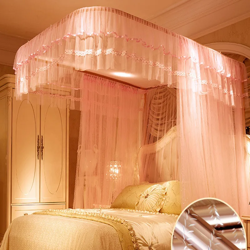 
Three-Door U-Shape Rail Palace Adult Baby Foldable Mosquito Bed Net 