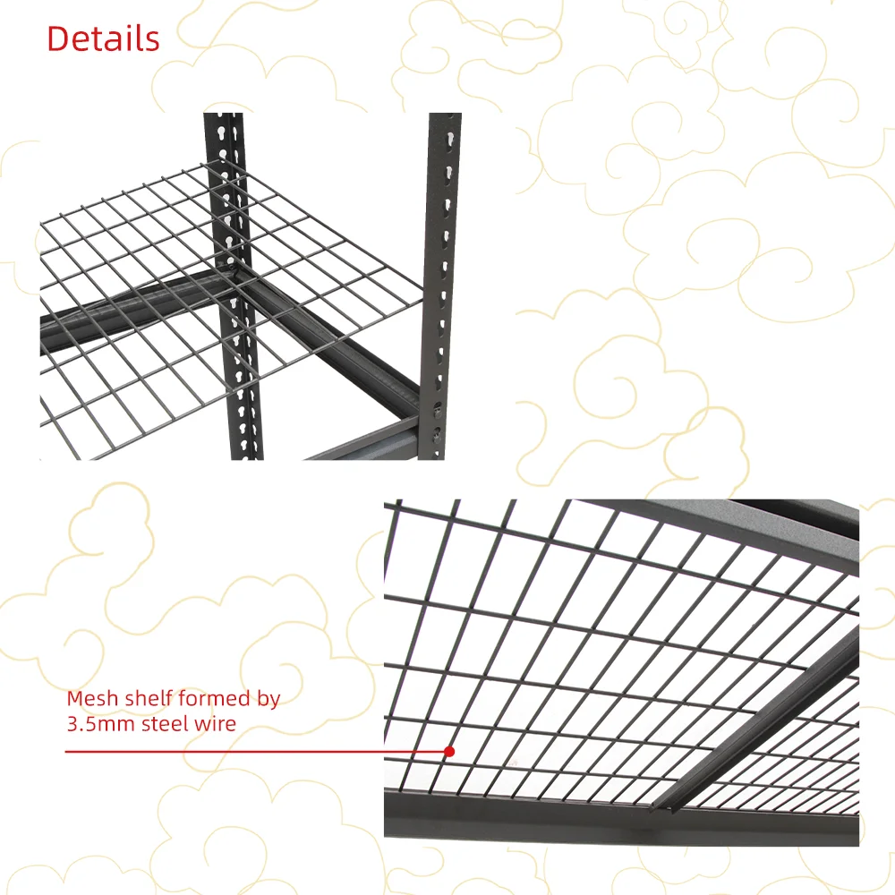 5 tier boltless metal shelves storage shelving unit garage warehouse steel mesh shelf