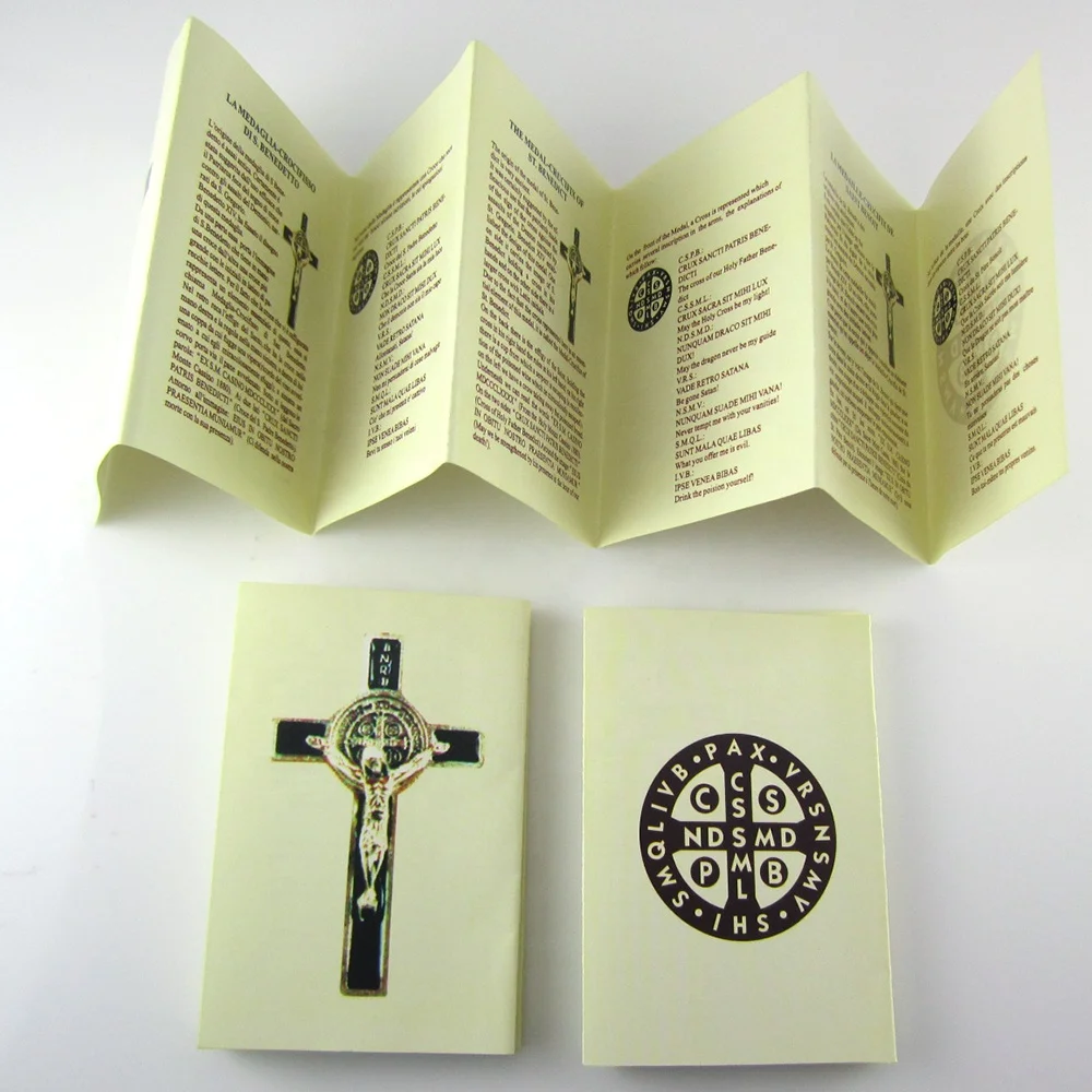 High Quality Religious Saint Benedict Crucifix Cross with Leather Cord Necklace