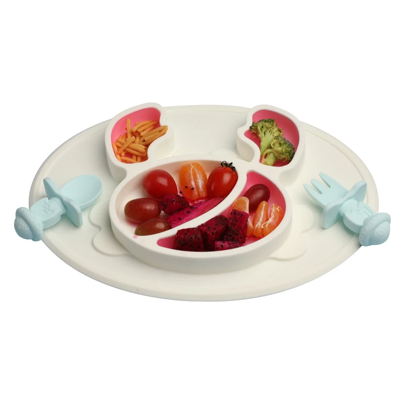 BPA Free Food Grade Cute Crab Suction Cup Baby Non-Slip Placemat Food Assortment Silicone Bowl