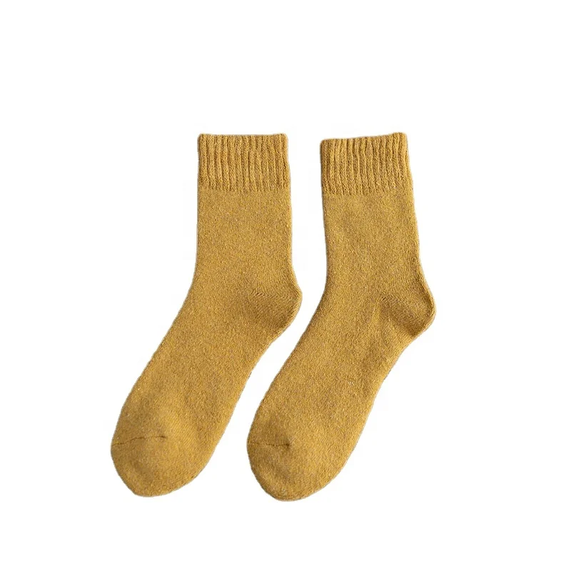 Winter color adult men and women for 50g thick solid color hosiery yellow cotton hosiery warm socks