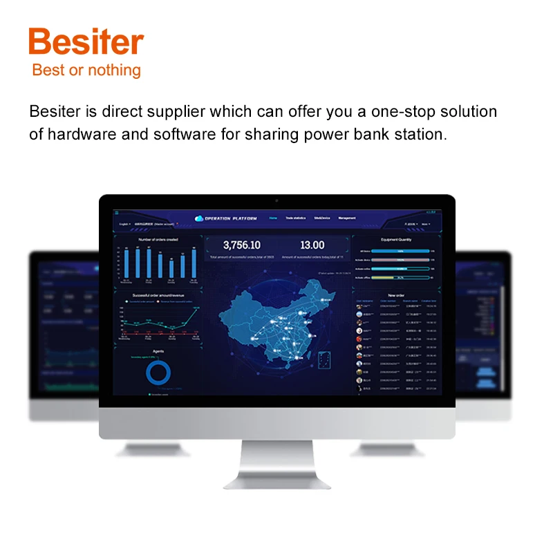 Besiter 6 slot rental stackable powerbank cell phone charging station powerbank 8000mah power bank station vending machine