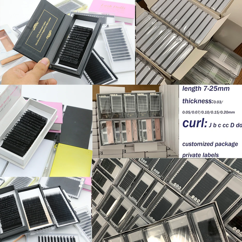 Professional las extension supplies individual eyelash extensions private label matte black volume las extension trays