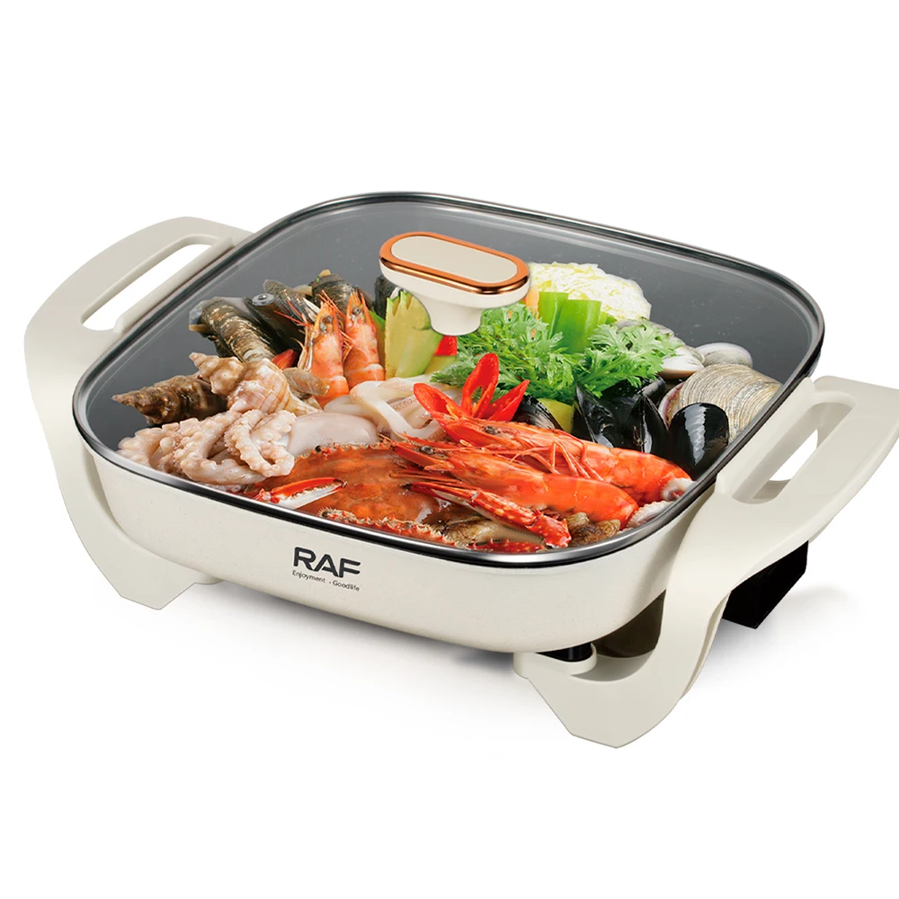Electric Hot Pot 5L Non-stick Multicookerr for Ramen Steak Rice Oatmeal Soup Rapid Frying Pan