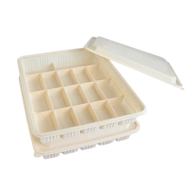 New eco friendly biodegradable corn starch disposable takeaway packaging box tray with lid