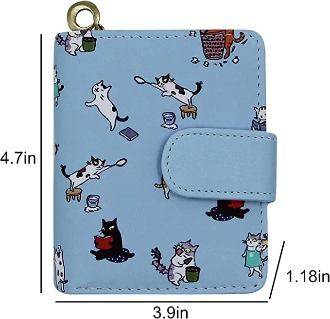 Girls Zipper Wallet Cute Cat Printed Purse Coin Card Holder