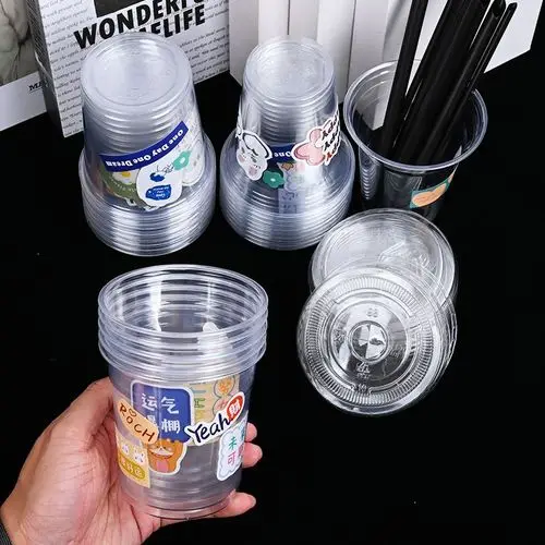 Eco-Friendly Compostable PLA Cups Biodegradable Plastic Clear cup for Coffee and Cold Beverages with Lids  Custom Logo