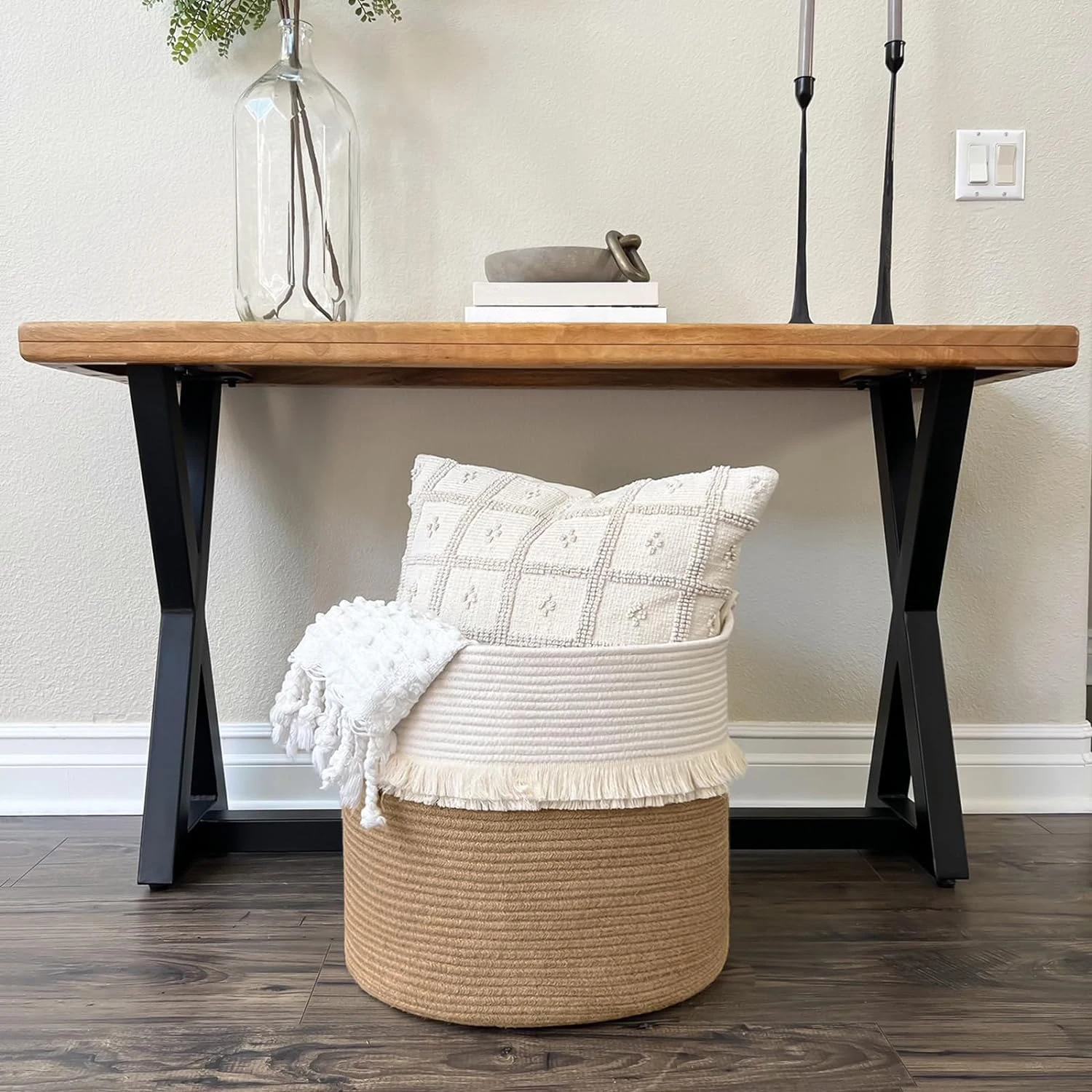 Hot Selling Double Color Matching Cotton Rope Storage Home Decoration Living Room Bathroom Gift Baskets